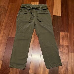 AVEC LES FILLES Anthro Revolve Olive Green Paperbag High Waist Ankle Pants 31